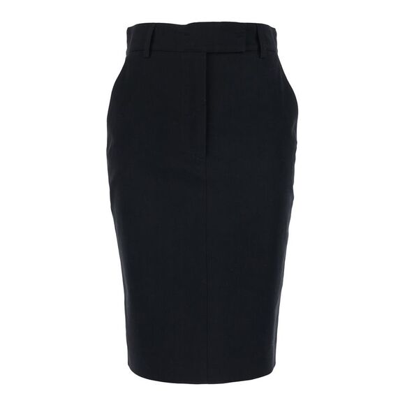 Plain Women Black Skirt With Front Concealed Closure In Corduroy Woman